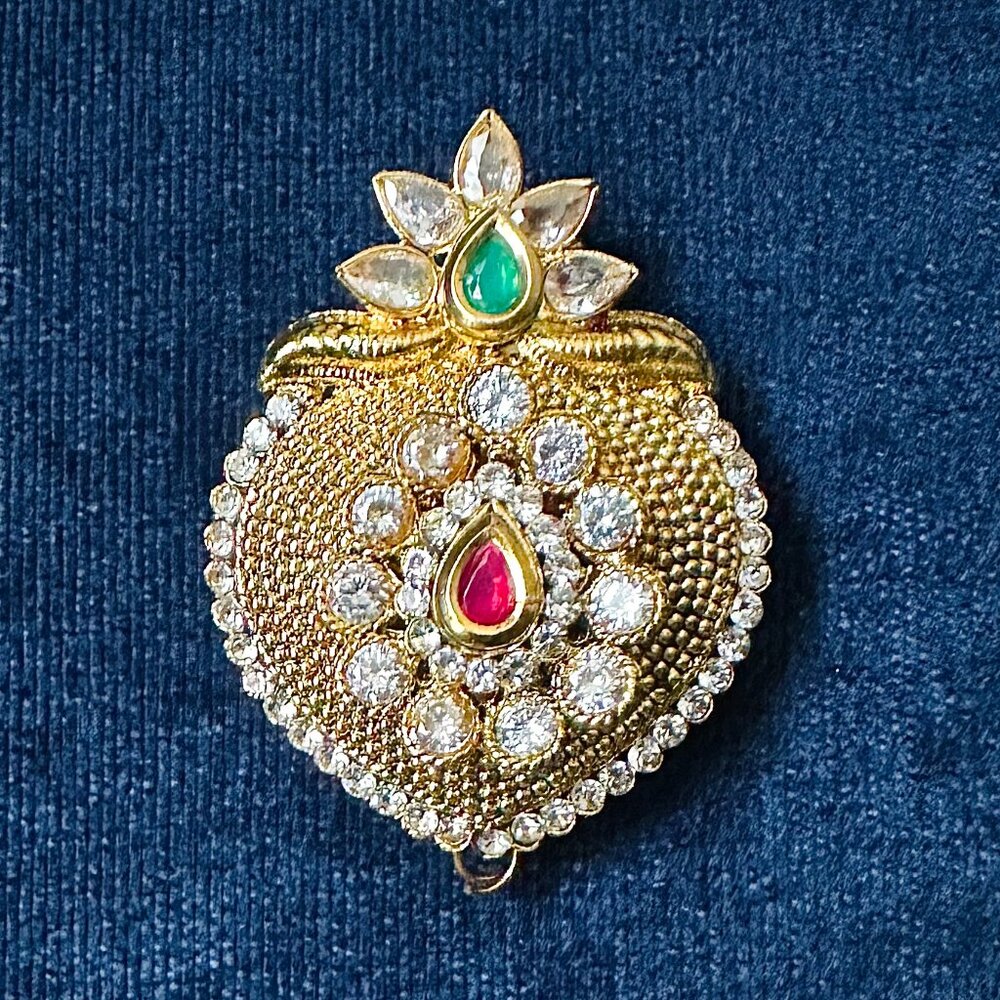 NEW Gold Brooch Pin Stone Embellished Lapel Jewelry Red Green Holiday Gift